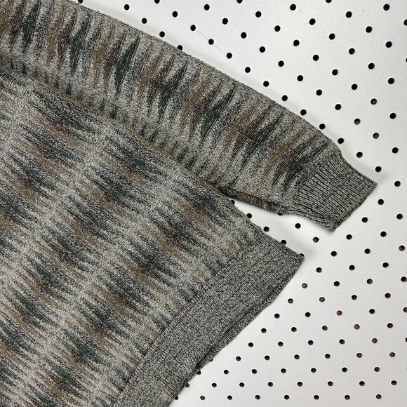 Haggar Brown Tan Knit Sweater Medium Chunky Coogi Style Grandpa 90s Golf Crew - Picture 3 of 6